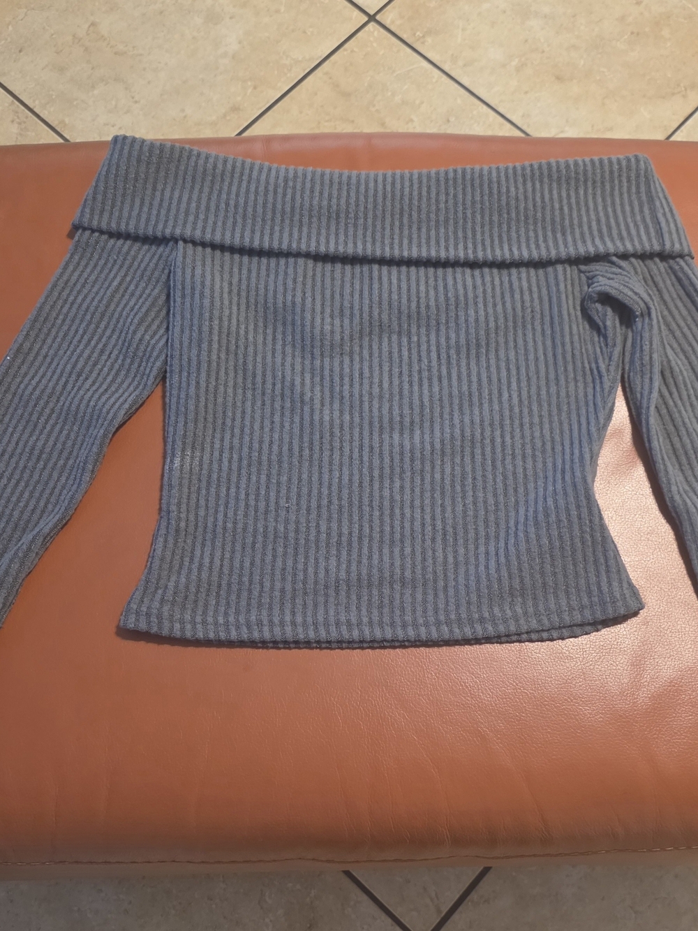 SHEIN Blue Ribbed Off-Shoulder Women’s Sweater